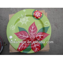Blatt-Druck-Decal Keramik-Teller, Runde flache Pasteten